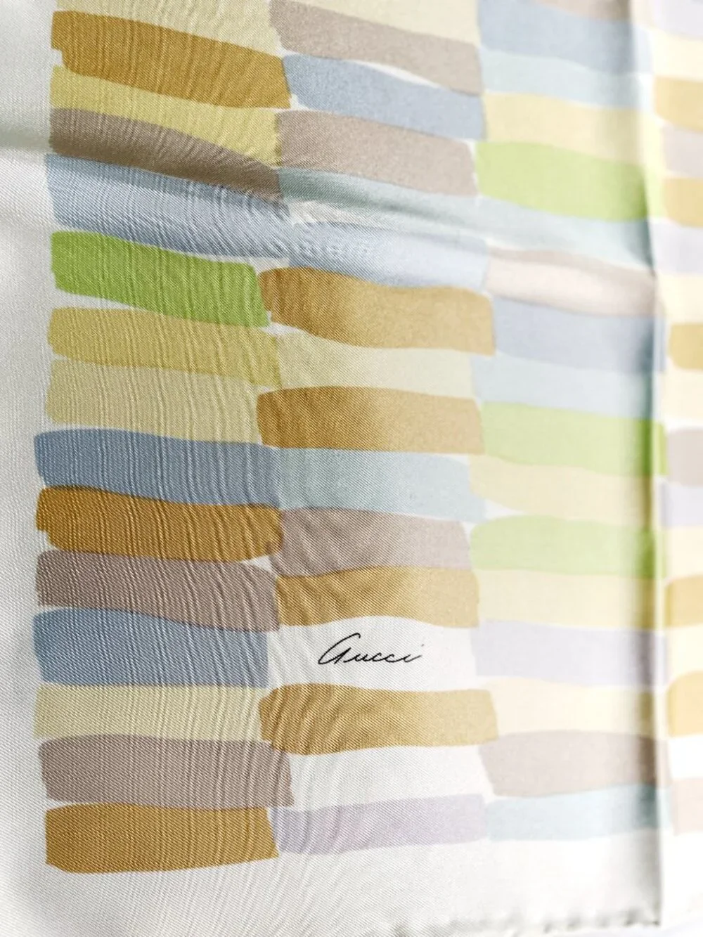 Vintage Gucci Silk Scarf 34” Painterly Stripe Italy Hand Rolled Hem - Picture 13 of 15